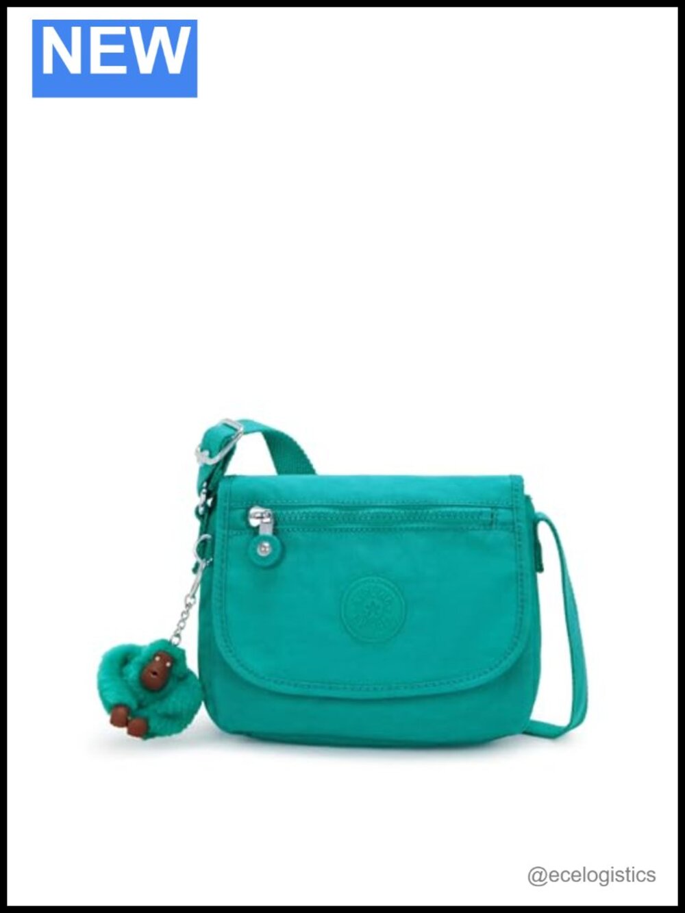 Nylon Crossbody Bag Adjustable Strap Zip Pockets Monkey Keychain